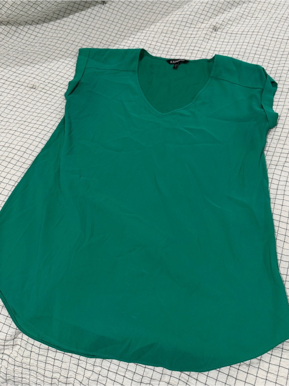 Express Teal V-Neck Cap Sleeve Tunic Top